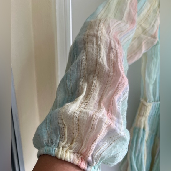 LoveShackFancy Banou Rainbow Long Sleeve Mini Dress With Metallic Detailing sz M - Picture 8 of 16